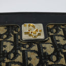 Christian Dior Trotter Canvas Shoulder Bag Navy Gold Auth 121410-10