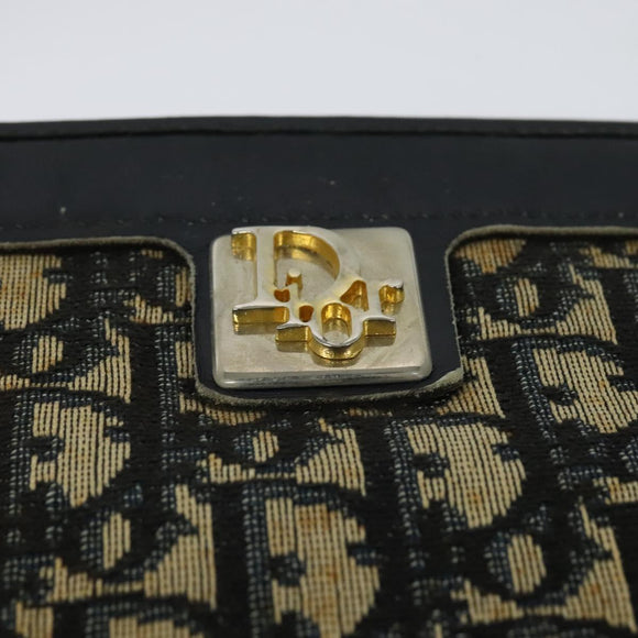 Christian Dior Trotter Canvas Shoulder Bag Navy Gold Auth 121410