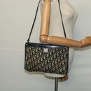 Christian Dior Trotter Canvas Shoulder Bag Navy Gold Auth 121410-18