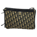 Christian Dior Trotter Canvas Shoulder Bag Navy Gold Auth 121410-12