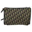 Christian Dior Trotter Canvas Shoulder Bag Navy Gold Auth 121410-2