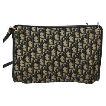 Christian Dior Trotter Canvas Shoulder Bag Navy Gold Auth 121410 - 0