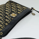 Christian Dior Trotter Canvas Shoulder Bag Navy Gold Auth 121410-6