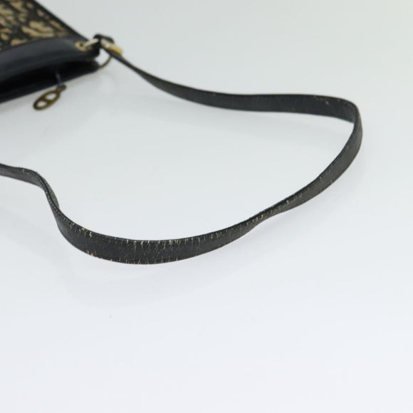 Christian Dior Trotter Canvas Shoulder Bag Navy Gold Auth 121410