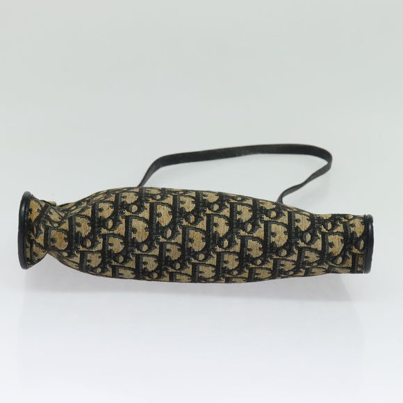 Christian Dior Trotter Canvas Shoulder Bag Navy Gold Auth 121410