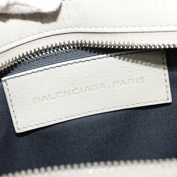 BALENCIAGA Shoulder Bag Leather Gray Silver Auth 121412
