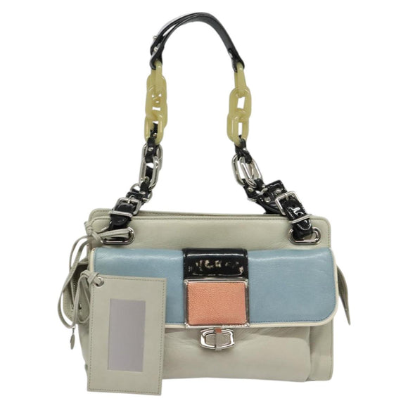 BALENCIAGA Shoulder Bag Leather Gray Silver Auth 121412