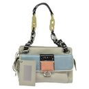 BALENCIAGA Shoulder Bag Leather Gray Silver Auth 121412-1