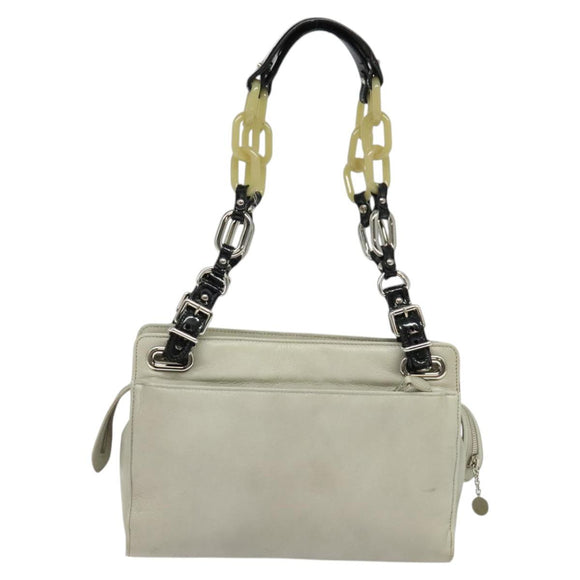 BALENCIAGA Shoulder Bag Leather Gray Silver Auth 121412
