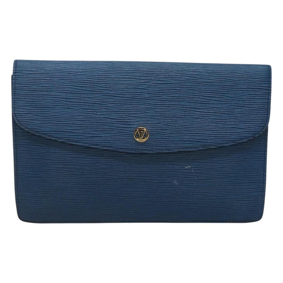 LOUIS VUITTON Epi Montaigne 27 Clutch Bag Blue M52655 LV Auth 121415