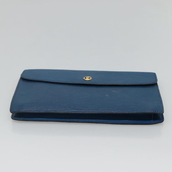 LOUIS VUITTON Epi Montaigne 27 Clutch Bag Blue M52655 LV Auth 121415