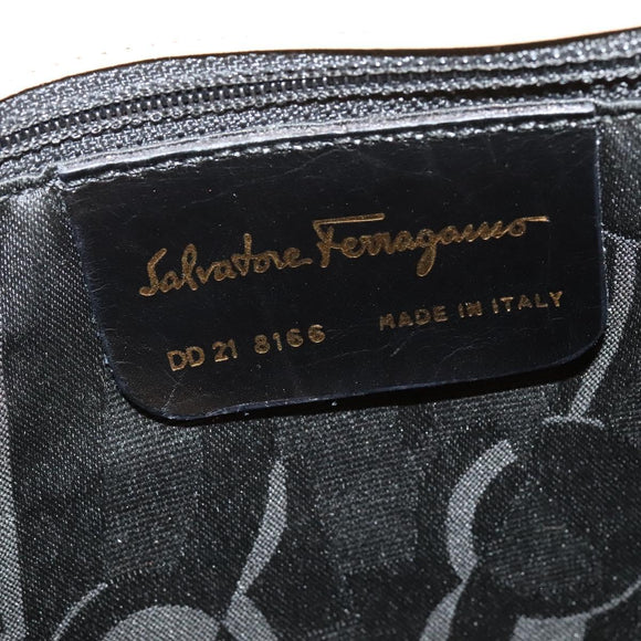 Salvatore Ferragamo Gancini Shoulder Bag Leather Beige Gold Auth 121419