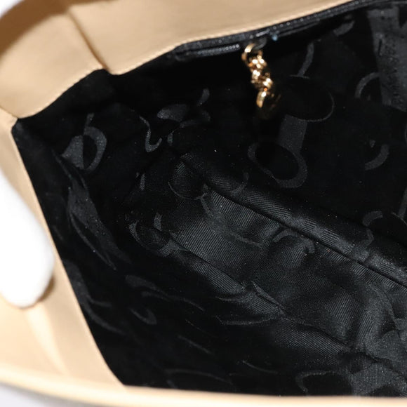 Salvatore Ferragamo Gancini Shoulder Bag Leather Beige Gold Auth 121419