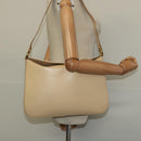 Salvatore Ferragamo Gancini Shoulder Bag Leather Beige Gold Auth 121419-19