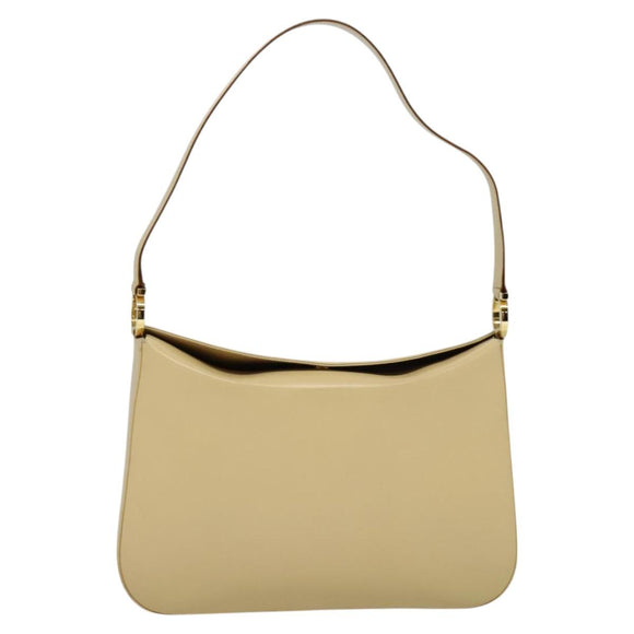 Salvatore Ferragamo Gancini Shoulder Bag Leather Beige Gold Auth 121419