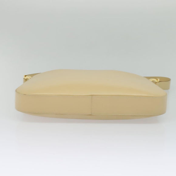 Salvatore Ferragamo Gancini Shoulder Bag Leather Beige Gold Auth 121419