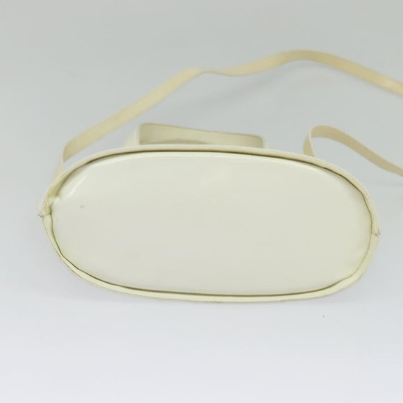 Salvatore Ferragamo Gancini Hand Bag Patent 2way White Silver Auth 121420