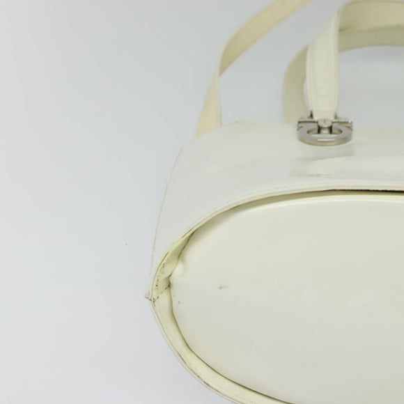 Salvatore Ferragamo Gancini Hand Bag Patent 2way White Silver Auth 121420