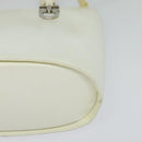 Salvatore Ferragamo Gancini Hand Bag Patent 2way White Silver Auth 121420-15