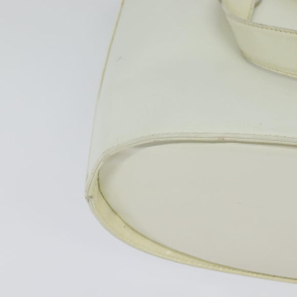 Salvatore Ferragamo Gancini Hand Bag Patent 2way White Silver Auth 121420