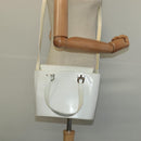 Salvatore Ferragamo Gancini Hand Bag Patent 2way White Silver Auth 121420-21