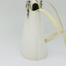 Salvatore Ferragamo Gancini Hand Bag Patent 2way White Silver Auth 121420-4