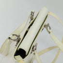 Salvatore Ferragamo Gancini Hand Bag Patent 2way White Silver Auth 121420-6