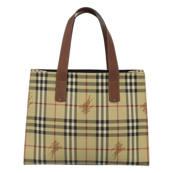 BURBERRY Nova Check Tote Bag PVC Beige Auth 121426