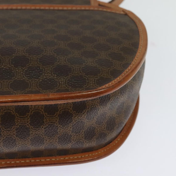 CELINE Macadam Canvas Shoulder Bag PVC Leather Brown Gold Auth 121435