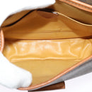 CELINE Macadam Canvas Shoulder Bag PVC Leather Brown Gold Auth 121435-11