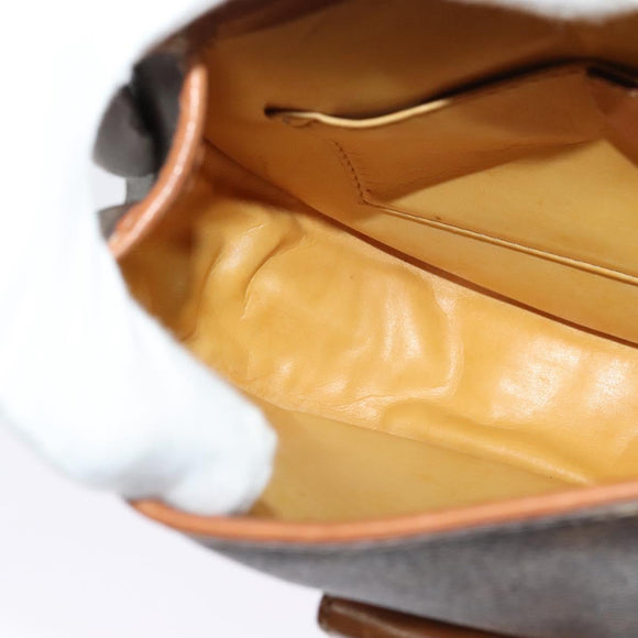 CELINE Macadam Canvas Shoulder Bag PVC Leather Brown Gold Auth 121435