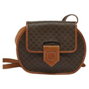 CELINE Macadam Canvas Shoulder Bag PVC Leather Brown Gold Auth 121435-13