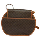 CELINE Macadam Canvas Shoulder Bag PVC Leather Brown Gold Auth 121435-2
