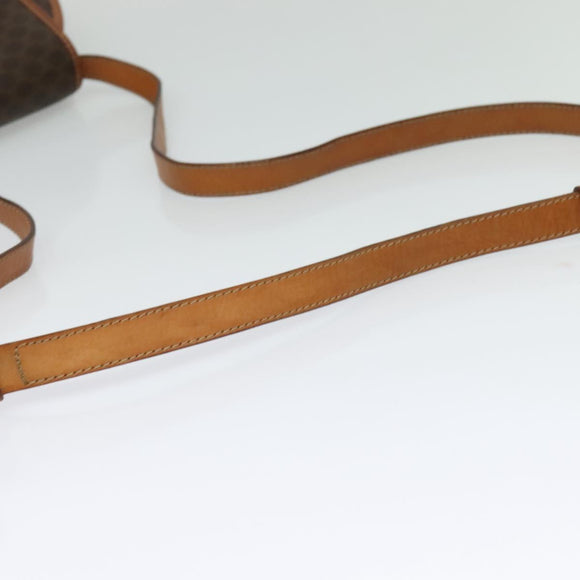 CELINE Macadam Canvas Shoulder Bag PVC Leather Brown Gold Auth 121435