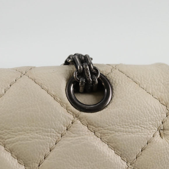 CHANEL Matelasse 2.25 Chain Shoulder Bag Caviar Skin White CC Auth 121441