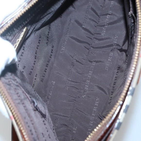 BURBERRY Nova Check Shoulder Bag Canvas Beige Gold Auth 121443