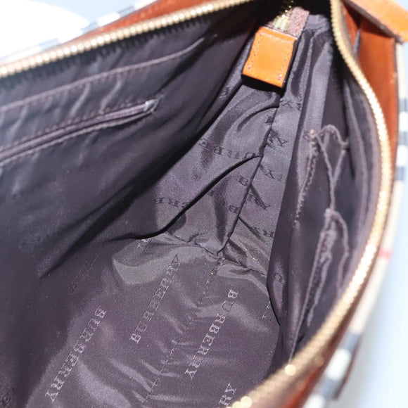 BURBERRY Nova Check Shoulder Bag Canvas Beige Gold Auth 121443