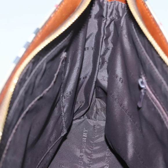 BURBERRY Nova Check Shoulder Bag Canvas Beige Gold Auth 121443