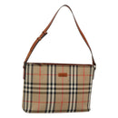 BURBERRY Nova Check Shoulder Bag Canvas Beige Gold Auth 121443-1
