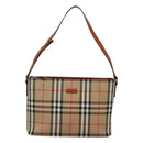 BURBERRY Nova Check Shoulder Bag Canvas Beige Gold Auth 121443-13
