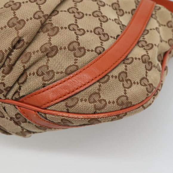 GUCCI GG Canvas Shoulder Bag Beige Gold 203257 Auth 121446