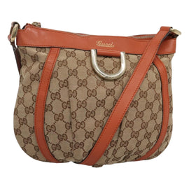 GUCCI GG Canvas Shoulder Bag Beige Gold 203257 Auth 121446