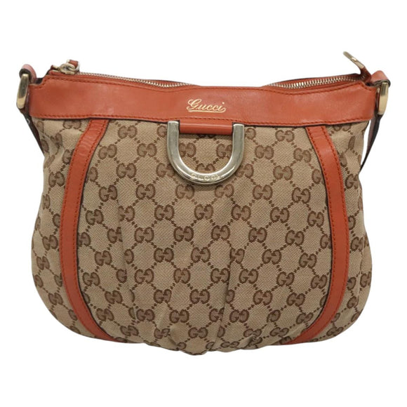 GUCCI GG Canvas Shoulder Bag Beige Gold 203257 Auth 121446