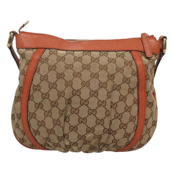 GUCCI GG Canvas Shoulder Bag Beige Gold 203257 Auth 121446