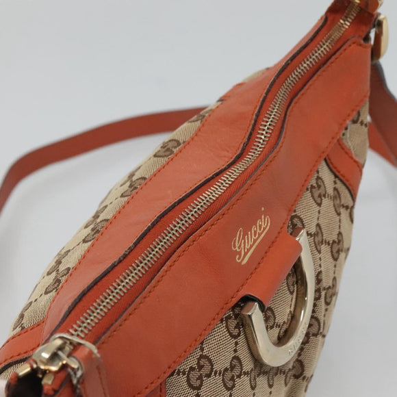 GUCCI GG Canvas Shoulder Bag Beige Gold 203257 Auth 121446