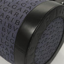 BVLGARI Hand Bag Canvas Navy Gold Auth 121454-14