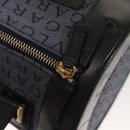 BVLGARI Hand Bag Canvas Navy Gold Auth 121454-10