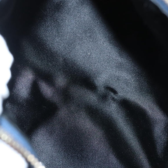 BVLGARI Hand Bag Canvas Navy Gold Auth 121454