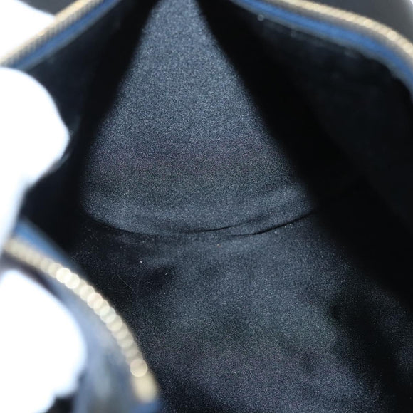 BVLGARI Hand Bag Canvas Navy Gold Auth 121454