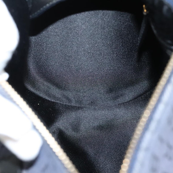 BVLGARI Hand Bag Canvas Navy Gold Auth 121454